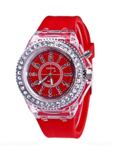 Geneva LED Jelly Silicone Luminous Diamond Fashion Trend Men or Women Watch