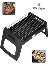 We Happy Portable Foldable Steel BBQ Grill, Black