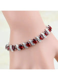 We Happy Women Red & White Crystal Topaz Tennis Bracelet – 8-Inch Jewellery Gift