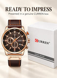 CURREN Men’s Chronograph Quartz Watch – Brown Leather, Date & 3ATM Water Resistance