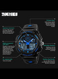 SKMEI Sports Wrist Watch Dual Display Analog and Digital Multi Functional LED Screen 50M Waterproof Mens Gadget