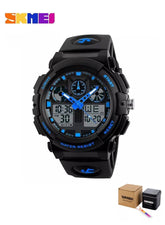 SKMEI Dual Display Analog and Digital LED Sports Watch, 50M Waterproof
