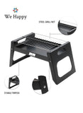 We Happy Portable BBQ Grill, Foldable Table Steel Barbecue Rack for Backpacking, Picnics and Outdoor Camping, Black
