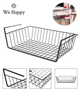 We Happy Under Shelf Storage Basket Rack 44 cm Wire Rack Slides Under Shelves For Kitchen Wardrobe Freezer Pantry Laundry Room and Under The Table Easy to Install Black
