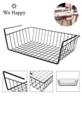 We Happy Under Shelf Storage Basket Rack 44 cm Wire Rack Slides Under Shelves For Kitchen Wardrobe Freezer Pantry Laundry Room and Under The Table Easy to Install Black