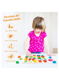 We Happy 27 Pieces Wooden Alphabet ABC Board Toy for Toddlers, Learning Puzzle, Early Education Activity