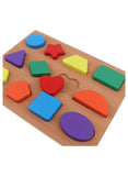 We Happy 13 Pieces Wooden Multiple Shapes Board Toy for Toddlers, Learning Puzzle, Early Education Activity