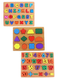 66 Pieces Set of Wooden A to Z Alphabet, 1 to 20 Counting Numbers Multiple Shapes Educational Learning Toy for Toddlers (Set of 3)