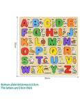 We Happy 27 Pieces Wooden Alphabet A to Z Puzzle Board with Colorful Pictures Childrens Early Learning Educational Toy