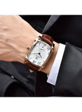 BENYAR Mens Luxury Rectangle Analog Quartz Watch 5114 – Waterproof Leather Strap Wristwatch for Casual, Formal Business Wear