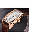 BENYAR Mens Luxury Rectangle Analog Quartz Watch 5114 – Waterproof Leather Strap Wristwatch for Casual, Formal Business Wear