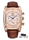BENYAR Mens Luxury Rectangle Analog Quartz Watch 5113 – Waterproof Leather Strap Wristwatch for Casual, Formal Business Wear