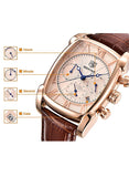 BENYAR Mens Luxury Rectangle Analog Quartz Watch 5113 – Waterproof Leather Strap Wristwatch for Casual, Formal Business Wear