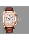 BENYAR Mens Luxury Rectangle Analog Quartz Watch 5113 – Waterproof Leather Strap Wristwatch for Casual, Formal Business Wear