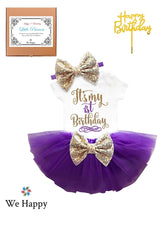 Birthday Costume Princess Theme Dressing up Toy Baby Girl Party Fancy Wear with Tutu Skirt, Cake Topper and Floral Headband