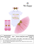 Birthday Costume Princess Theme Dressing up Toy Baby Girl Party Fancy Wear with Tutu Skirt, Legging, Cake Topper and Floral Headband