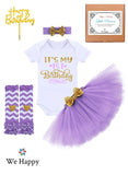 Birthday Costume Princess Theme Dressing up Toy Baby Girl Party Fancy Wear with Tutu Skirt, Legging, Cake Topper and Floral Headband