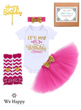 Birthday Costume Princess Theme Dressing up Toy Baby Girl Party Fancy Wear with Tutu Skirt, Legging, Cake Topper and Floral Headband