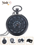 Yash Black Spider Web Quartz Pocket Watch