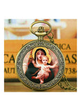 Yash Vintage Full Hunter Virgin Mary Quartz Pocket Watch