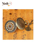 Yash Vintage Copper Antique Hollow Gear Design Quartz Pocket Watch