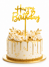 Happy Birthday Cake Topper | Premium Mirrored Acrylic Cake Decoration | Elegant Reusable Party Decor