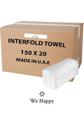 Interfold Tissue Papers Washroom Disposable Hand Towel 150 Sheets x 20 Packs - 3000 Pieces