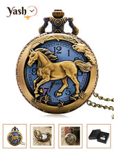 Yash Horse Design Quartz Pocket Watch