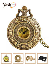 Yash Zodiac Signs Quartz Pocket Watch