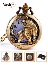 Yash Tiger Design Quartz Pocket Watch