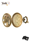 Yash Eagle Pattern White Dial Retro Quartz Pocket Watch