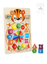 Puzzle Clock Early Education Toy Digital Clock Jigsaw Puzzle Board Cartoon Wooden Puzzle Kids Toy