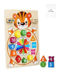 Puzzle Clock Early Education Toy Digital Clock Jigsaw Puzzle Board Cartoon Wooden Puzzle Kids Toy
