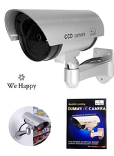 Dummy CCTV Security Camera with Flashing LED Light, Fake Surveillance System Waterproof Bullet Design Safe For Outdoor Indoor Use
