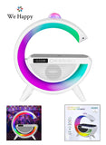 LED Lamp Bluetooth Speaker with Wireless Phone Charger, Multifunction G Shape Light, Charging Staion Home Décor