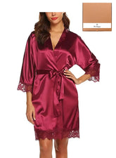 Ladies Nightwear Gown Satin Bathrobe Bridesmaid Short Kimono Sleepsuit