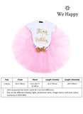 Birthday Costume Princess Theme Dressing up Toy Baby Girl Party Fancy Wear with Tutu Skirt, Cake Topper and Floral Headband