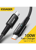 ESSAGER Mobile Fast Charging Cable C Type 100W, Nylon Braided 5A Super Fast Charging USB C to USB C, Compatible with Smartphones, Tablets, Laptops, Power Banks