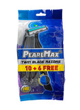 PearlMax Twin Blade Razors Smooth Shave with Aloe Vera Disposable Razors for Comfort and Precision Shaving 16 Pieces