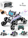 Remote Control Robot Dog Toy 8WD Gesture Sensing Stunt RC Car with Lights, Dual Remote, Music for Kids Age 6+