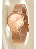 Hannah Martin Women’s Ultra-Thin Stainless Steel Mesh Watch Elegant, Waterproof & Timeless Analog Quartz Design Rose Gold