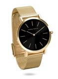 Hannah Martin Women’s Ultra-Thin Stainless Steel Mesh Watch Elegant, Waterproof & Timeless Analog Quartz Design Gold Black