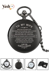 Yash Pocket Watch Elegant Engraved Pocket Watch - To My Wife, Romantic Anniversary Birthday Gift for Wife, Thoughtful Valentine’s Day & Wedding Gift Idea for Her, Timeless Keepsake Love Token