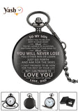 Yash Pocket Watch - Elegant Engraved Pocket Watch for Son | Thoughtful Gift from Mom | Timeless Keepsake for Birthday, Graduation, or Special Occasions
