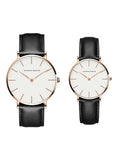 Hannah Martin Classic Leather Strap Waterproof Couple Watch Set – Elegant Analog Quartz Timepieces for Him & Her