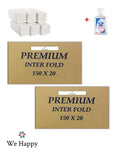 We Happy Premium Interfold Tissue Paper Hand Towel 150 Sheets x 20 Packs - 3000 Pieces Ideal for Kitchen Bathroom Table and Napkin Use with Hand Sanitizer 50ml