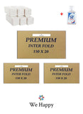 We Happy Premium Interfold Tissue Paper Hand Towel 150 Sheets x 20 Packs - 3000 Pieces Ideal for Kitchen Bathroom Table and Napkin Use with Hand Sanitizer 50ml