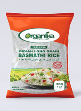 Organika Premium Indian Long Grain Basmathi Rice 5KG – Extra Long, Aromatic & Fluffy Restaurant-Style Basmati