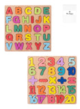 53 Pieces Wooden Learning Puzzle Toy for Toddlers A to Z Alphabet, 1 to 20 Counting Numbers Early Educational Boards Activity- (Set of 2)