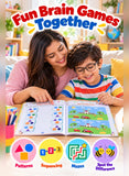 Mother and son solving We Happy 2nd Logical Reasoning book - patterns, sequencing, mazes, spot the difference